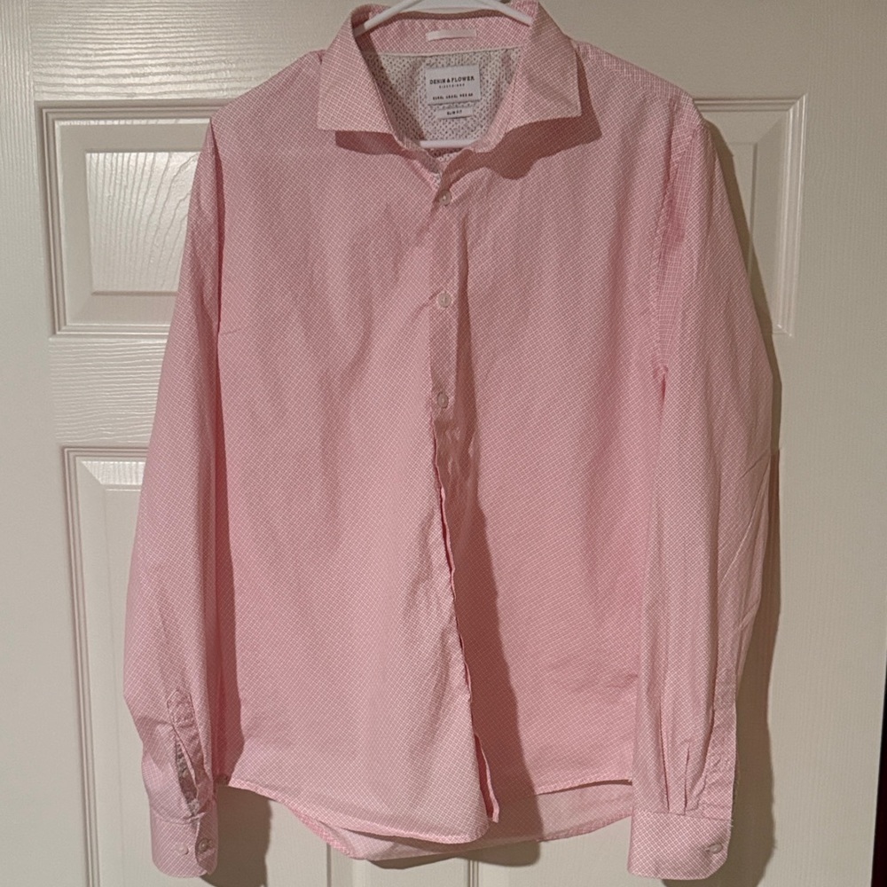 Denim & Flower Ricky Singh Pink Casual Button Down Shirt